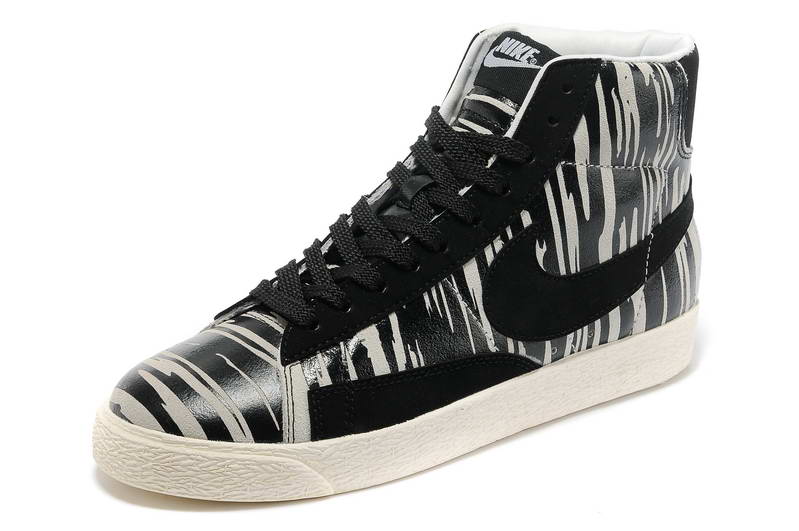 Nike Blazer hommes et femmes chaussures Mid Suede Noir Blanc (1)